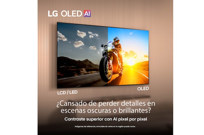 Vista lateral de la Smart TV LG OLED evo AI C5 4K.